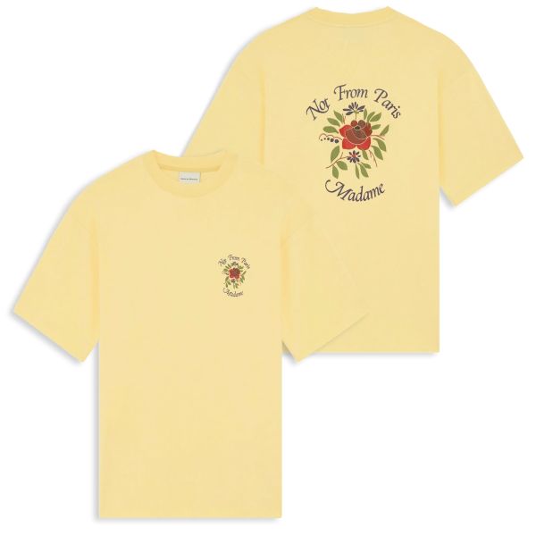 Drôle De Monsieur Slogan Rose T-shirt Geel