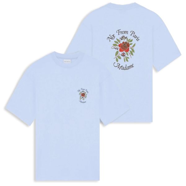 Drôle De Monsieur Slogan Rose T-shirt Licht Blauw