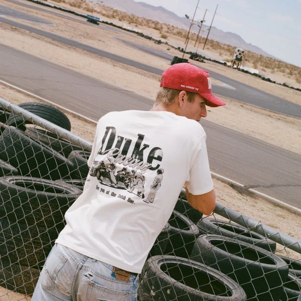 Duke + Dexter Grey Pit Stop T-shirt Wit