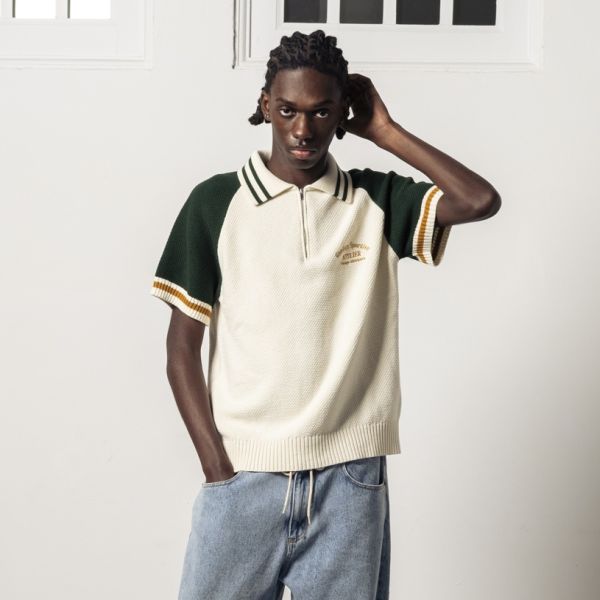 Goodies Sportive Biker Premium Knit Polo Off White