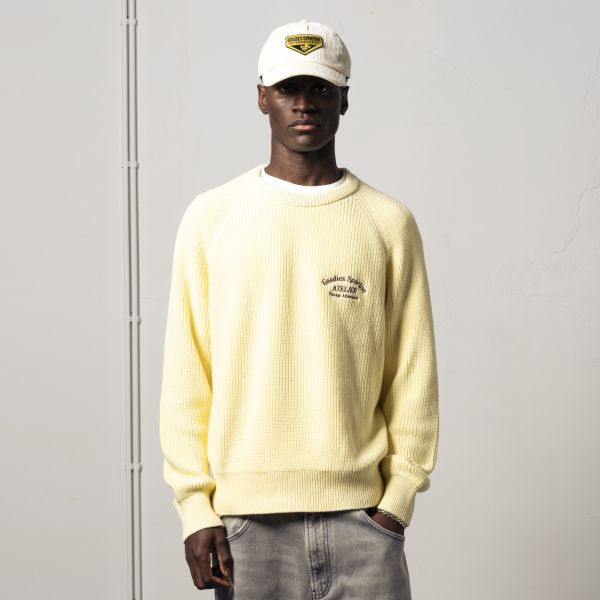 Goodies Sportive Insignia Knit Sweater Geel