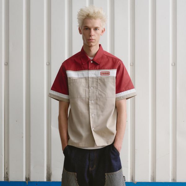 Icecream Parlor Work Overhemd Beige/Rood
