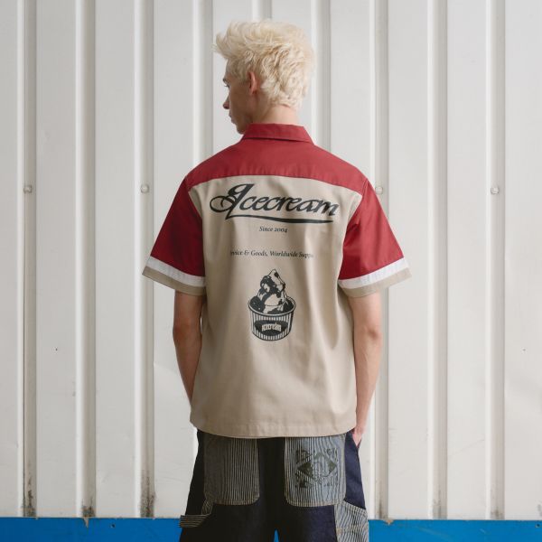 Icecream Parlor Work Overhemd Beige/Rood