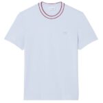 Lacoste Stretch Pique Striped Collar T-shirt Licht Blauw