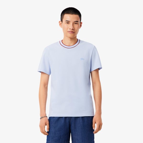 Lacoste Stretch Pique Striped Collar T-shirt Licht Blauw