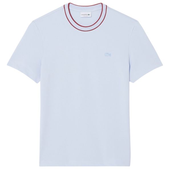 Lacoste Stretch Pique Striped Collar T-shirt Licht Blauw