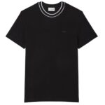 Lacoste Stretch Pique Striped Collar T-shirt Zwart