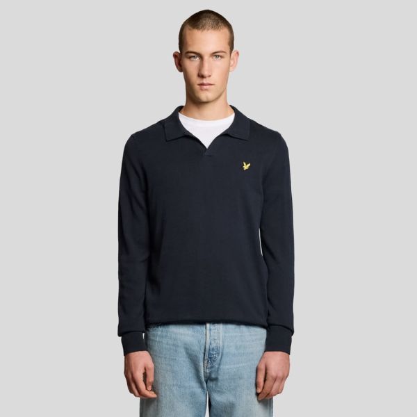 Lyle & Scott Cotton Longsleeve Polo Navy