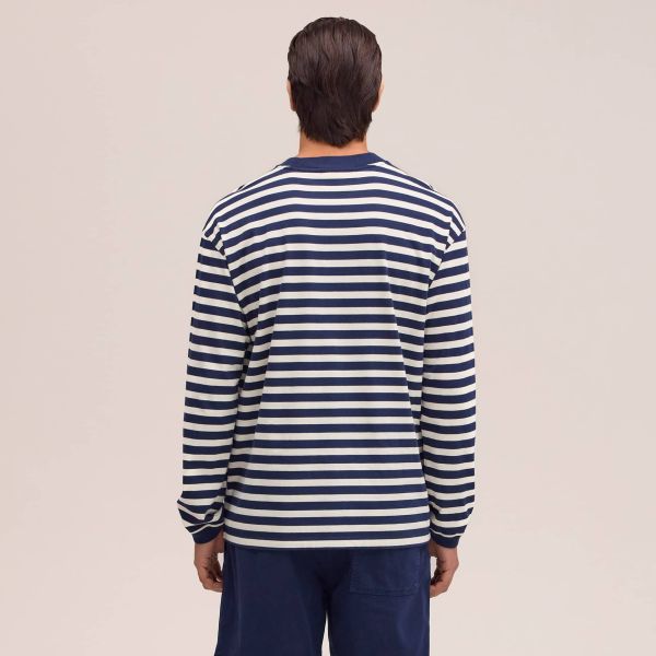 NN.07 Lionel Striped Longsleeve T-shirt Navy/Wit