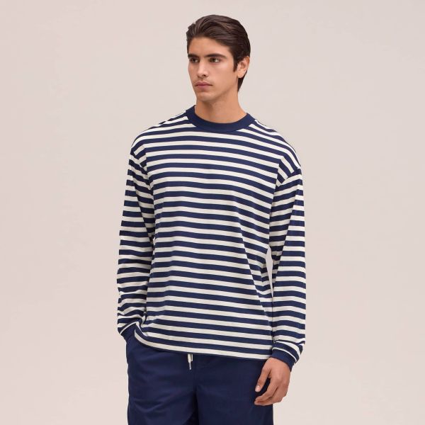 NN.07 Lionel Striped Longsleeve T-shirt Navy/Wit