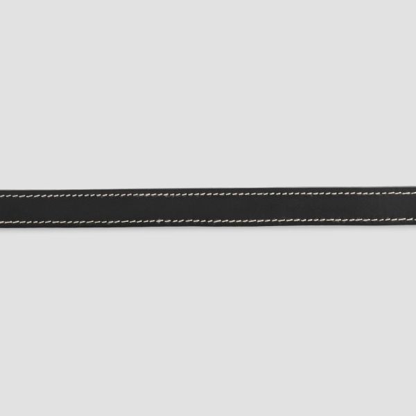 Olaf Contrast Stitch Leather Riem Zwart