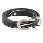 Olaf Contrast Stitch Leather Riem Zwart
