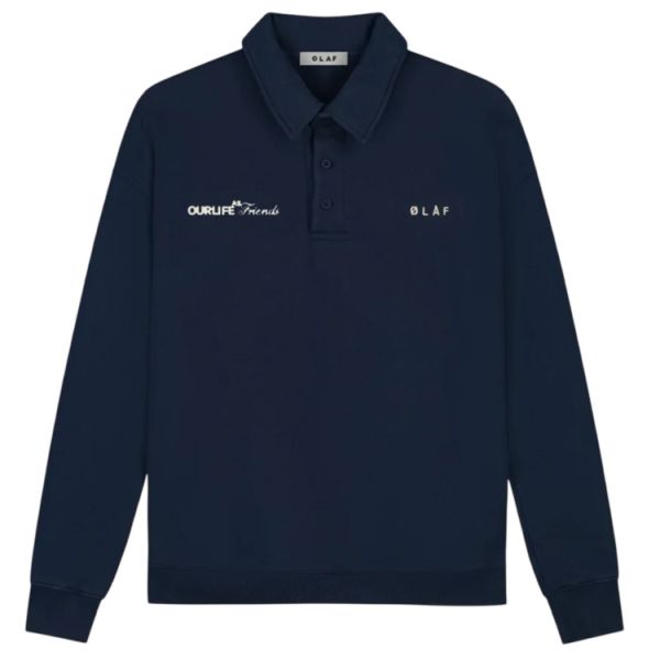 Olaf Script Friends Oversized Polo Navy