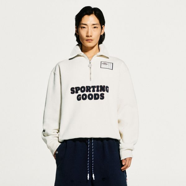 PAL Sporting Goods Swing For The Fences Half Zip Sweater Off White