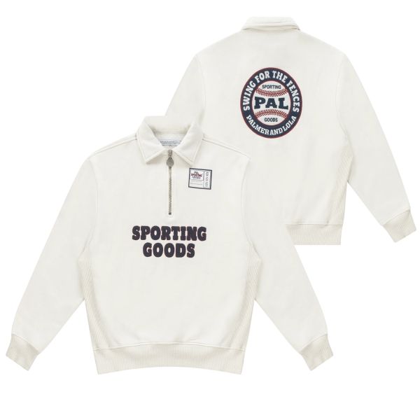 PAL Sporting Goods Swing For The Fences Half Zip Sweater Off White