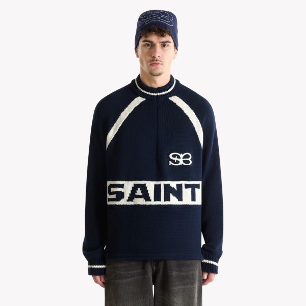 Saint Blanc Heavy Cycling Knit Sweater Donker Blauw