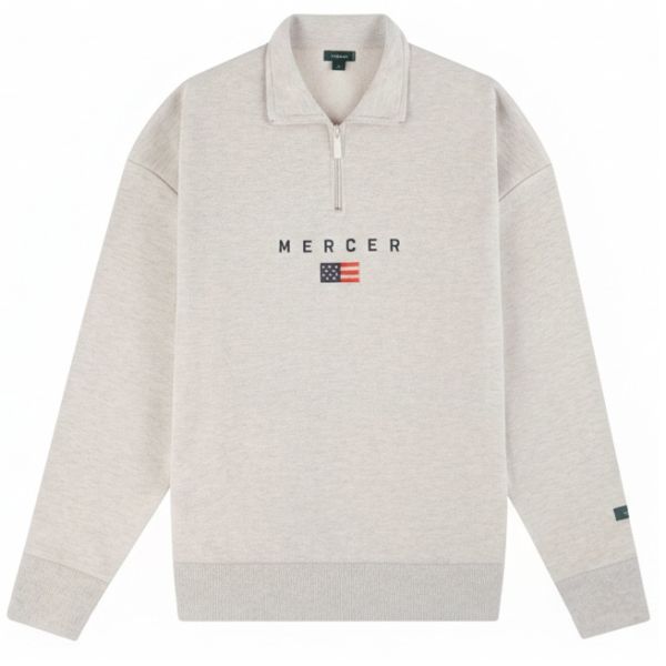 The Mercer Brand Quarter Zip Sweater Grijs