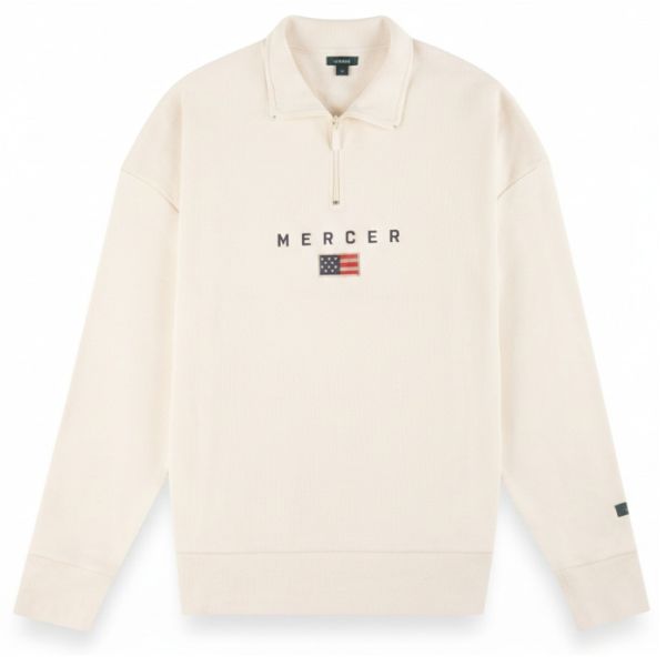 The Mercer Brand Quarter Zip Sweater Off White