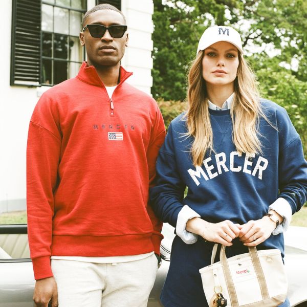 The Mercer Brand Quarter Zip Sweater Rood