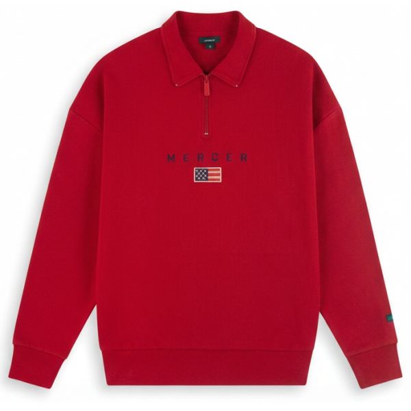 The Mercer Brand Quarter Zip Sweater Rood
