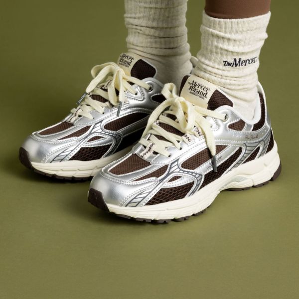 The Mercer Brand The Re-Run Twin Mesh Sneaker Grijs/Bruin