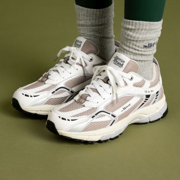 The Mercer Brand The Re-Run White Silver Sneaker Wit/Cognac