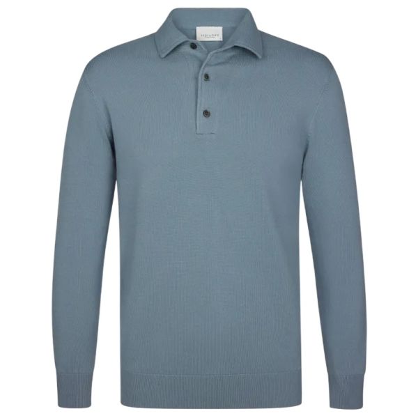 Profuomo Luxury Longsleeve Polo Blauw