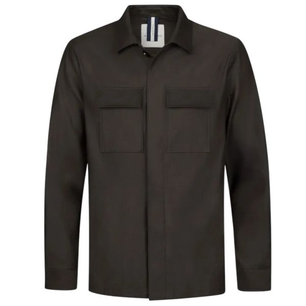 Profuomo Linen Cotton Overshirt Donker Bruin