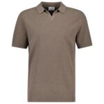 Profuomo Luxury Open Collar Polo Bruin