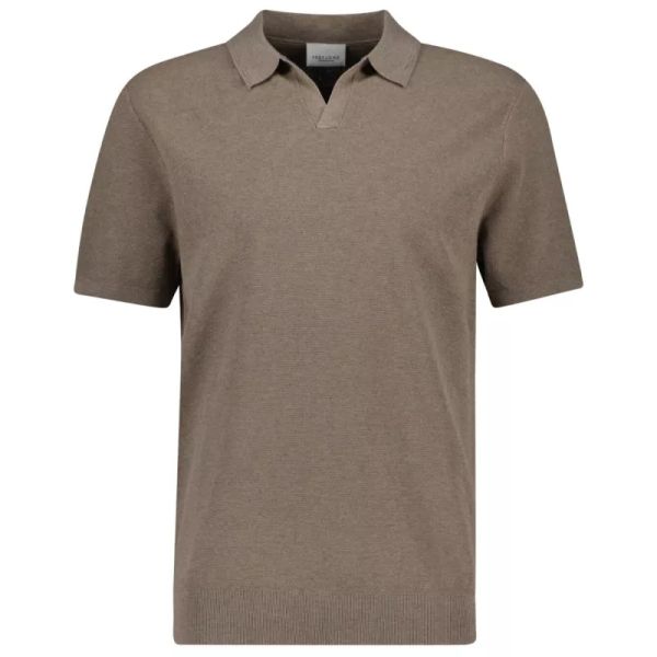 Profuomo Luxury Open Collar Polo Bruin