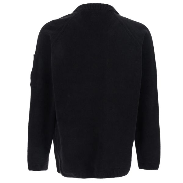 CP Company Chenille Lens Knit Polo Sweater Zwart