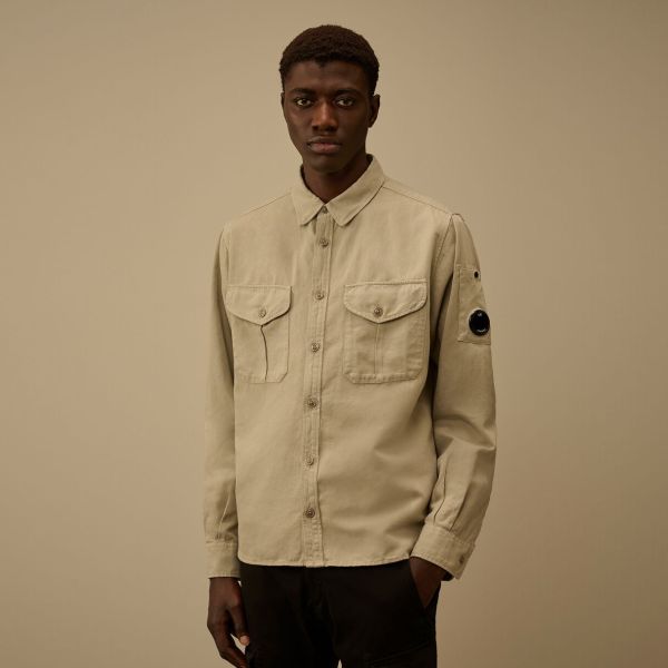 CP Company Cotton Linen Overshirt Beige