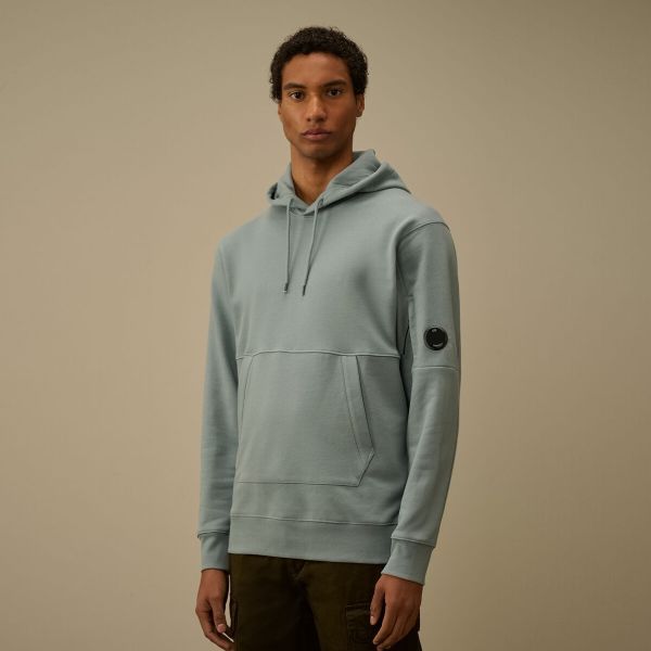 CP Company Diagonal Raised Fleece Lens Hoodie Licht Blauw