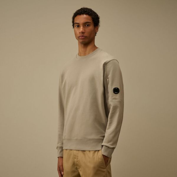 CP Company Diagonal Raised Fleece Lens Sweater Beige