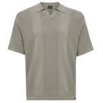 Genti Striped No Buttons Polo Bruin