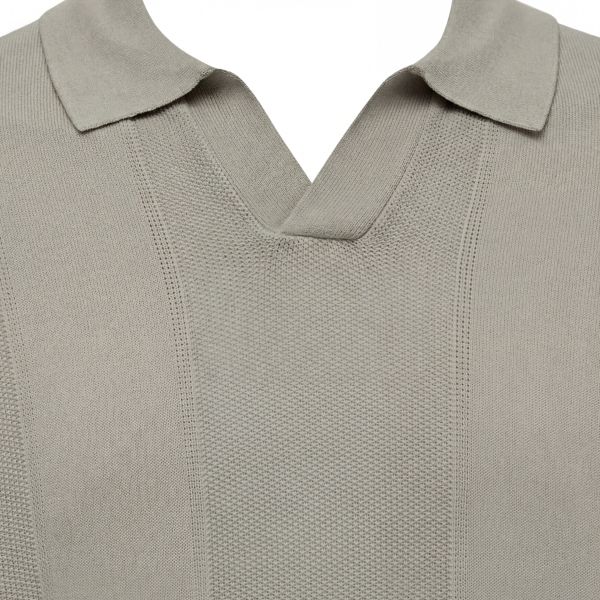 Genti Striped No Buttons Polo Bruin