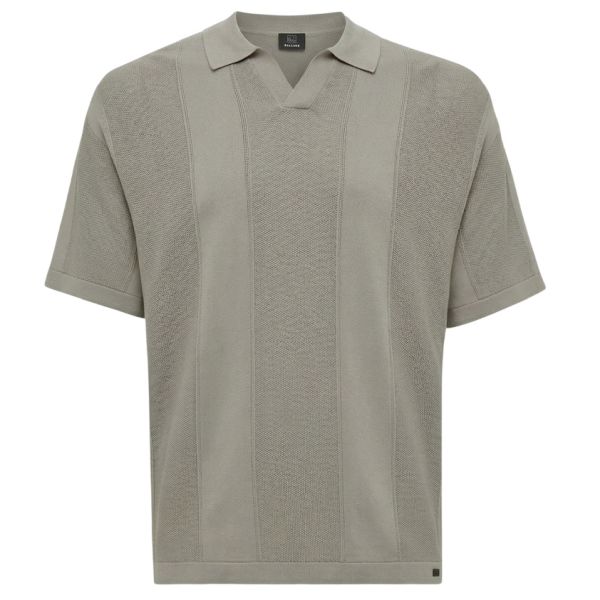 Genti Striped No Buttons Polo Bruin