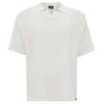 Genti Striped No Buttons Polo Off White