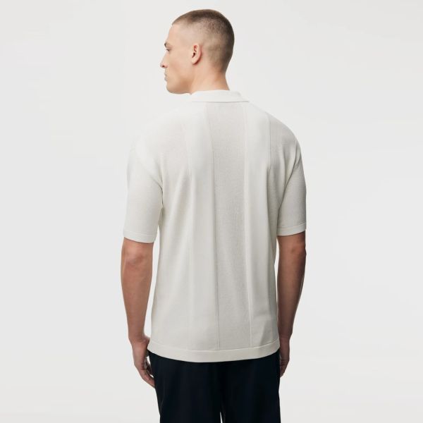 Genti Striped No Buttons Polo Off White