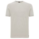 Genti Round Knitted Structured T-shirt Beige
