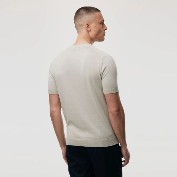 Genti Round Knitted Structured T-shirt Beige