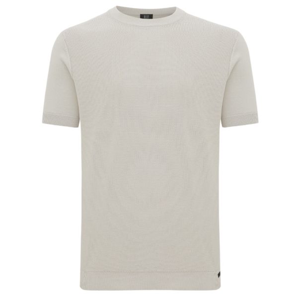 Genti Round Knitted Structured T-shirt Beige