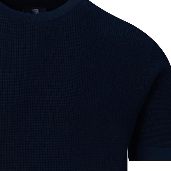 Genti Round Knitted T-shirt Navy