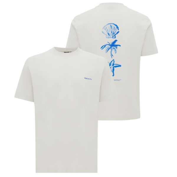 Genti Sea Print T-shirt Off White
