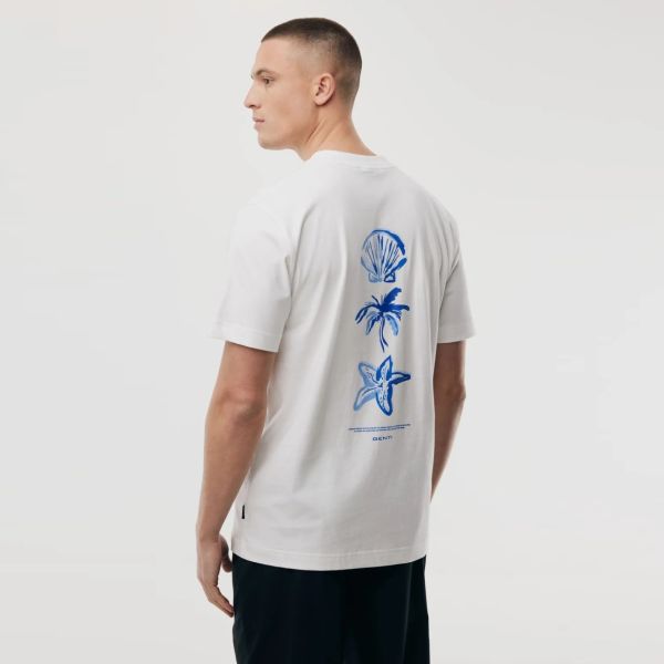 Genti Sea Print T-shirt Wit