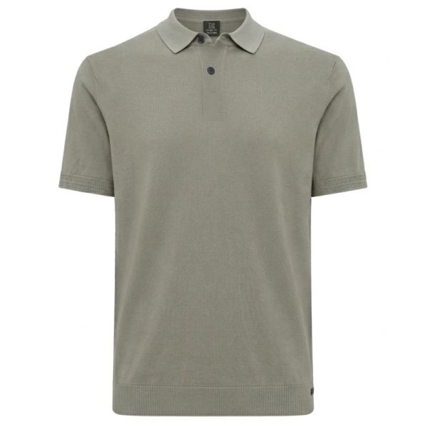 Genti Slim Button Polo Bruin