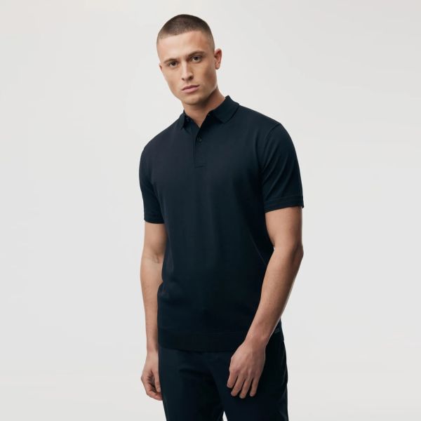 Genti Slim Button Polo Navy