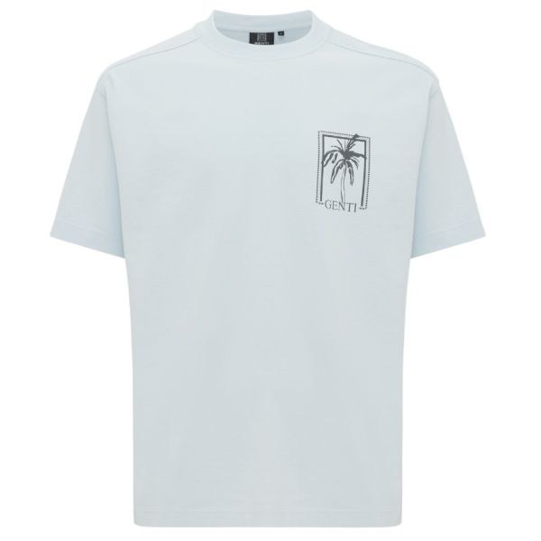 Genti Tropical T-shirt Licht Blauw