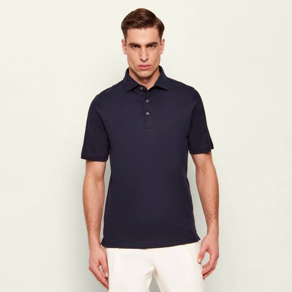 Gran Sasso Interlock Cotton Polo Navy
