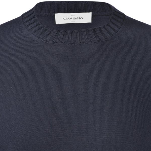 Gran Sasso Ribbed Neck Knitted T-shirt Navy